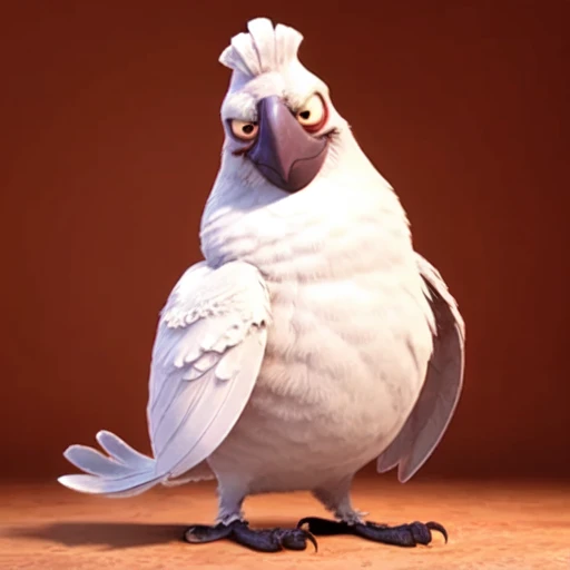 Nigel, sfw, cokcatoo, male, white feathers, 3d, cgi, detailed, <lora:Nigel(BirdMovie,Rio):0.5> <lora:BirdMovie:0.3> fullbody, evil smile