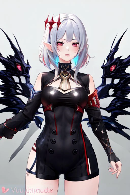 (photorealistic:1.3),(hyperrealistic:1.3), masterpiece, highly detailed, best quality, (beautiful and clear background:1.2), detailed background, beautiful (female:1.4) vamptech cyborg robot wearing (black red robe:1.4) (black red cape:1.2), Seraphim wings, vampiric gothic horror, fcPortrait, illustration, cinematic lighting,