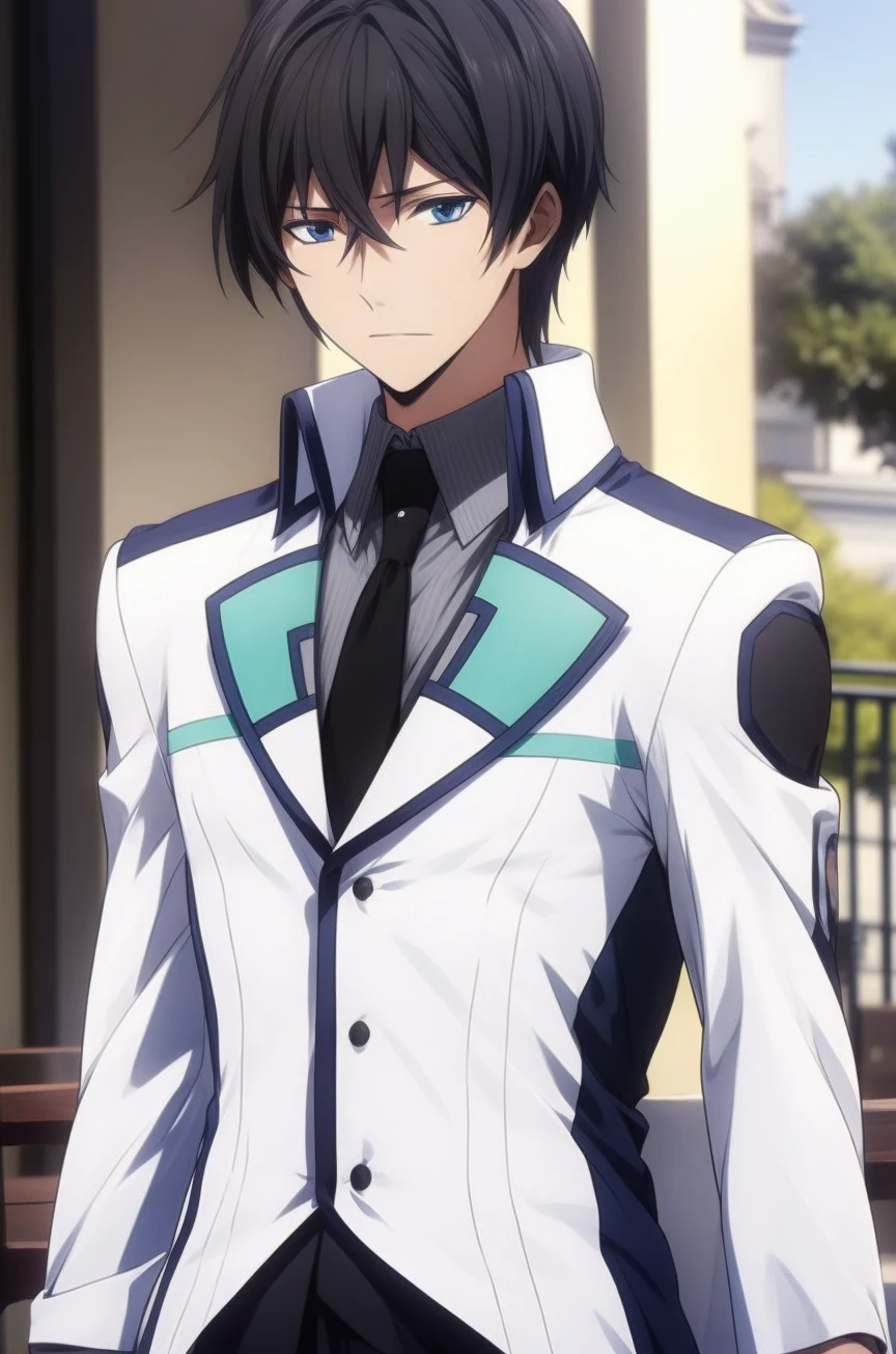 tatsuya, black hair, blue eyes, school uniform