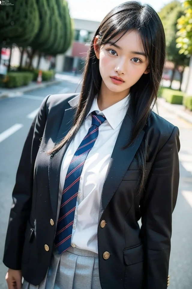 8K, RAW photos, Best quality, Masterpiece: 1.2),(best qualtiy,8K, Yes,32K,masterpiece,hyper HD:1.2) , 20 years old, arafed asian girl in a school uniform posing for a picture, jk uniform, japanese girl school uniform, japanese school uniform, seifuku, wearing school uniform, magical school student uniform, wearing japanese school uniform, wearing a school uniform, girl wearing uniform, beautiful anime high school girl, cute schoolgirl, magic school uniform, school girl, a hyperrealistic schoolgirl