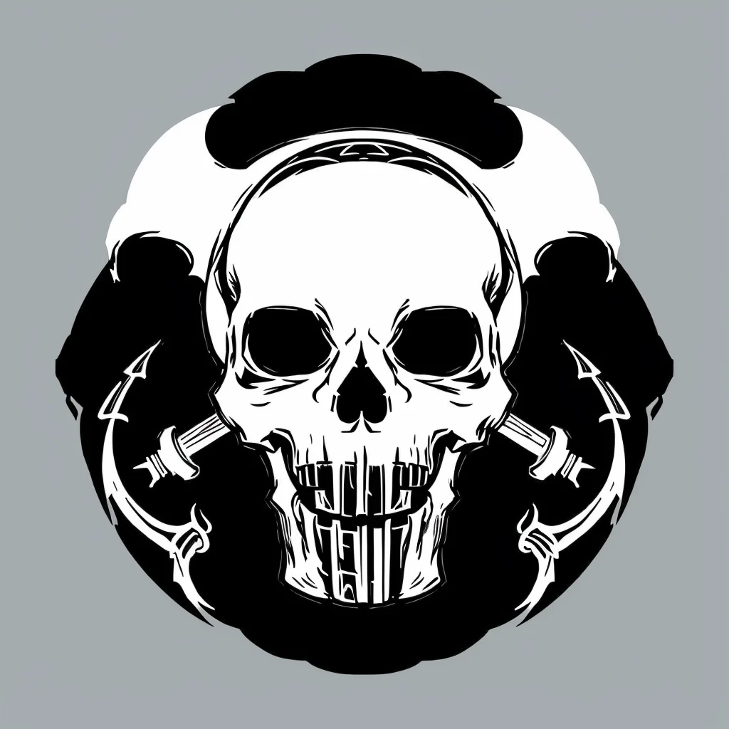 wts2024, stylized, flat, simple background, tribal, 2d, centred, simplistic, skull, punisher,