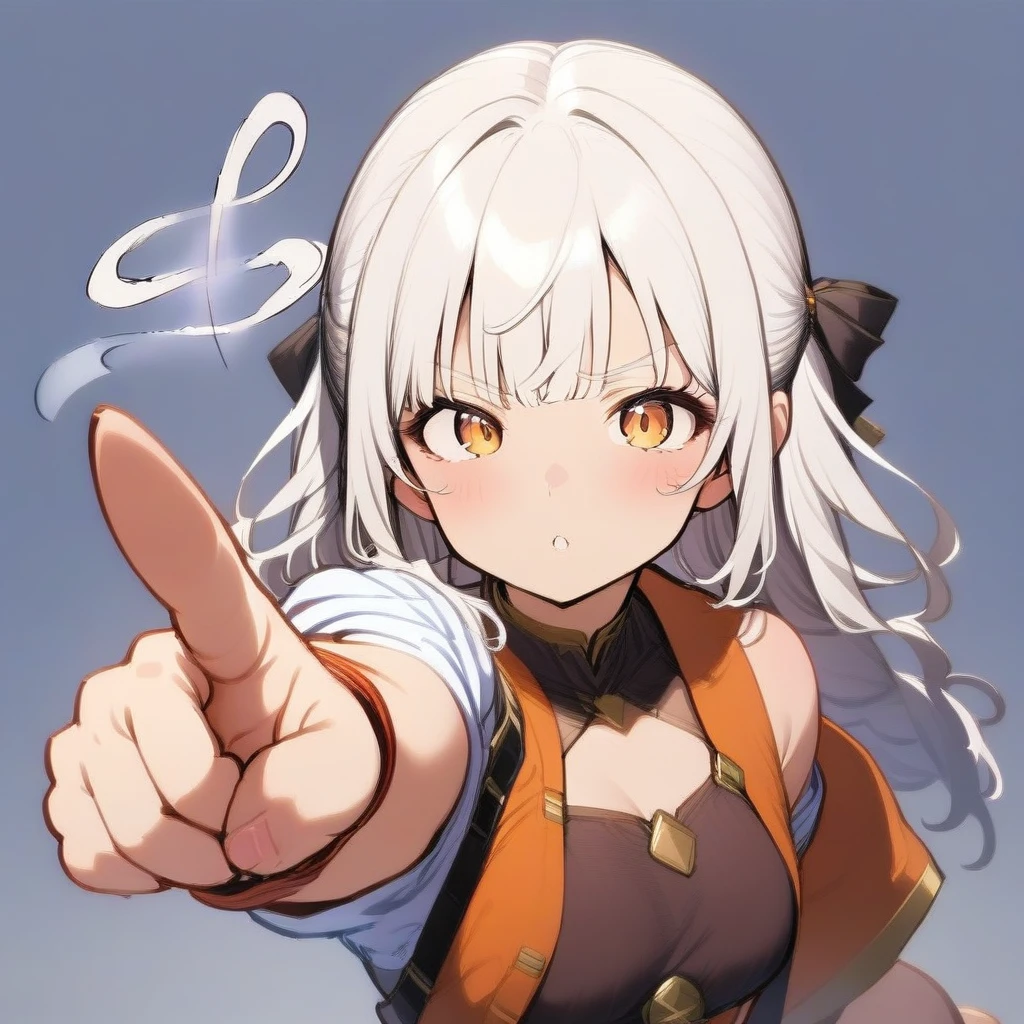 A clairvoyant woman with magical scars looking at her crystal ball and pointing at a speech bubble saying 'muscles are great!' in a funfair marquee at night with pronounced and neat muscles in a badass anime style