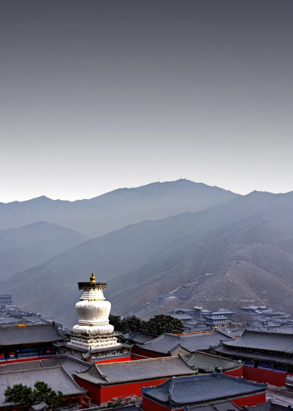 <lora:äºå°å±±:1>,Mount Wutai, no humans, grey background, gradient background, gradient, scenery, simple background, masterpiece, best quality,