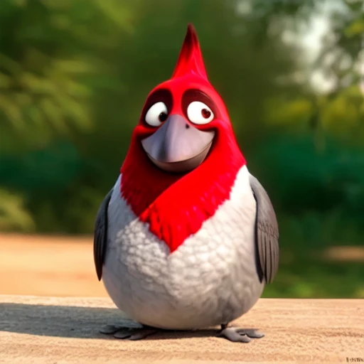 Pedro, sfw, red crested cardinal, male, grey and red feathers, 3d, cgi, detailed, <lora:Pedro(BirdMovie,Rio):0.5> fullbody, smile, <lora:BirdMovie:0.2>