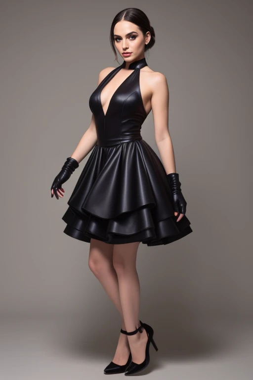 Liked this Checkpoint Contact Stable_yogi on Discord
<lora:Leather_Short_Gown_By_Stable_Yogi:1> leather halter ball gown, knee length short gown, elbow gloves, full body shot