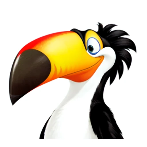 Rafael, sfw, toucan, male, black and white feathers, 2d, flat colors, cartoon <lora:Rafael(BirdMovie,Rio):0.5> <lora:BirdMovie:0.3> portrait