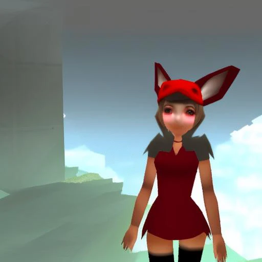 cute girl with rabbit ears hat, trsldamrl style