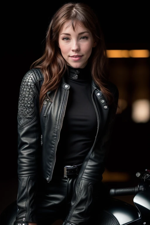 DEN_belle_delphine, Big smile (teeth braces:1.1),
(riding a motorcycle:1.2) wearing (motorbike leathers:1.2), (riding a motorbike:1.2), (driving a motorbike:1.2), (motorcycle:1.1), traffic, leather trousers, leather jacket, motorcycle boots, leather gloves,
bokeh, f1.4, 40mm, photorealistic, raw, 8k, textured skin, skin pores, intricate details <lora:epi_noiseoffset2:1>, epiCRealism