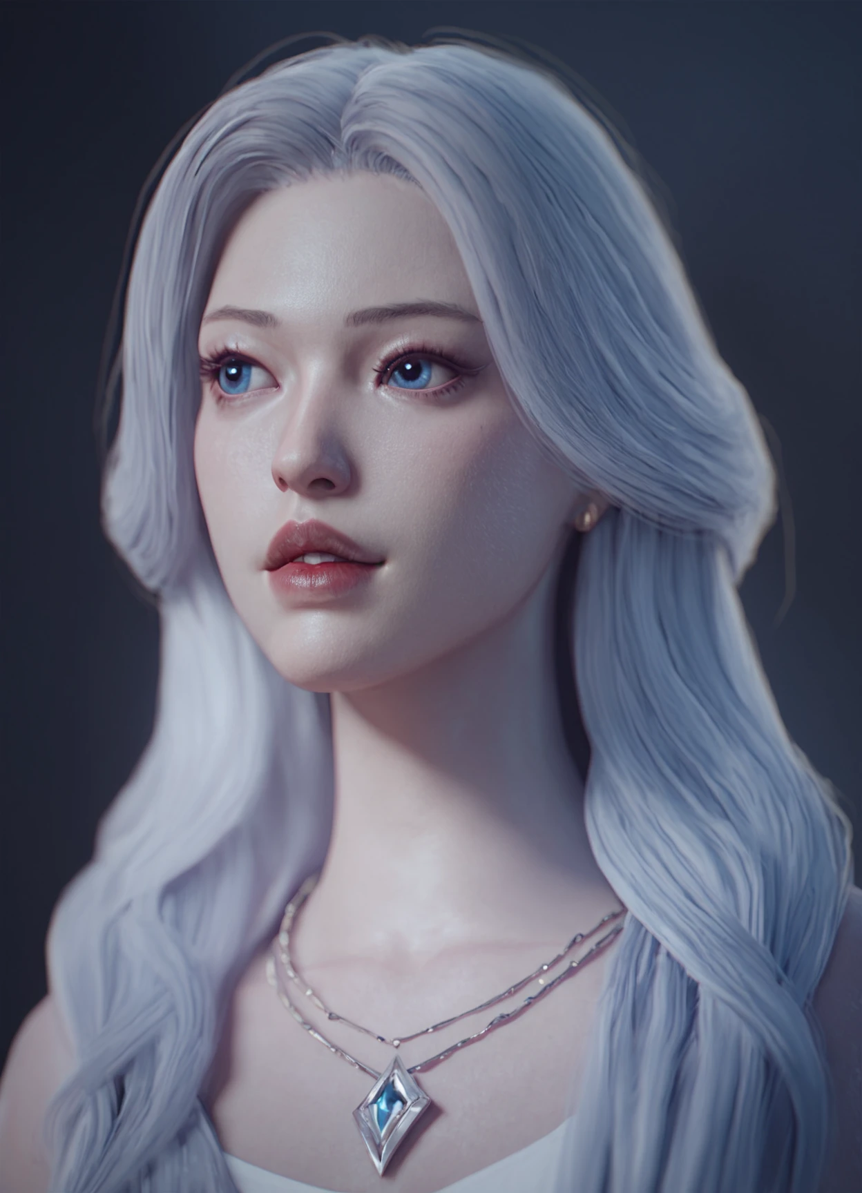 score_9, score_8_up, score_7_up, realistic, 3d, 1girl, solo, blue eyes, long hair, necklace, parted lips, portrait, outdoors, lips, <lora:RetouchXL_PonyV6_v1:.65>