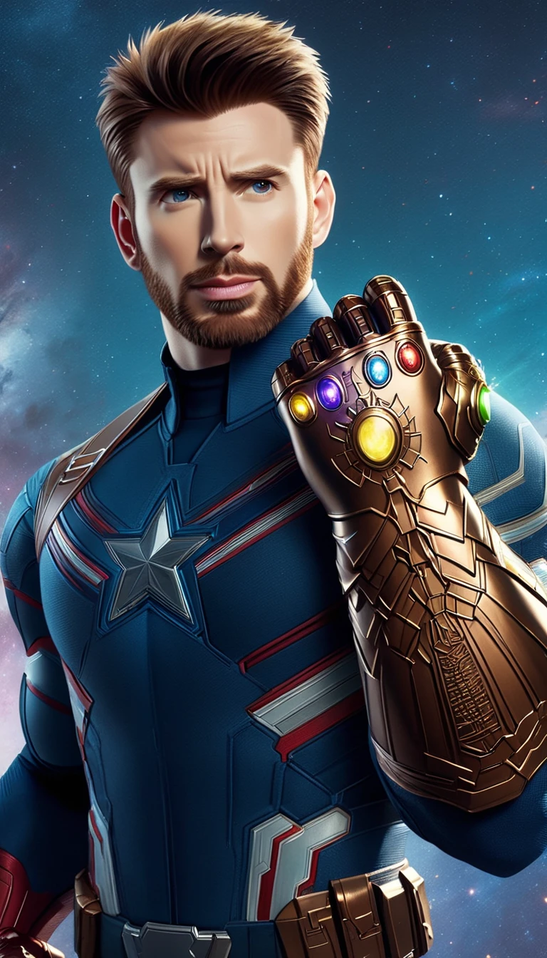 anime Chris Evans, wearing the InfinityGauntlet