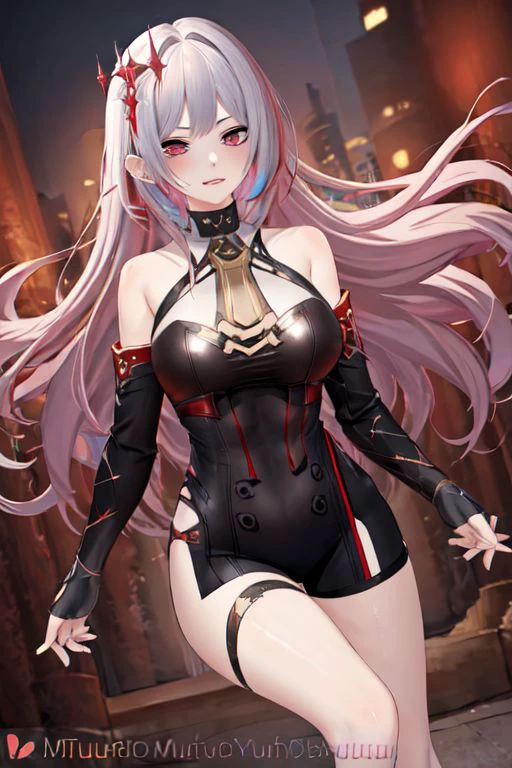 (8K、Raw photo、highest quality、masterpiece:1.2)、(realistic、Photoreal:1.37)、super detailed、Super high resolution、1 girl、see the beholder、(brilliant style:1.3)、 beautiful 、skin texture、professional lighting、whole body、(wet、Transparent)、(((Ilyasfir von Einzbern、white haired girl、red eyes)))、Taimanin games、Taimanin outfit、Shinobi costume)