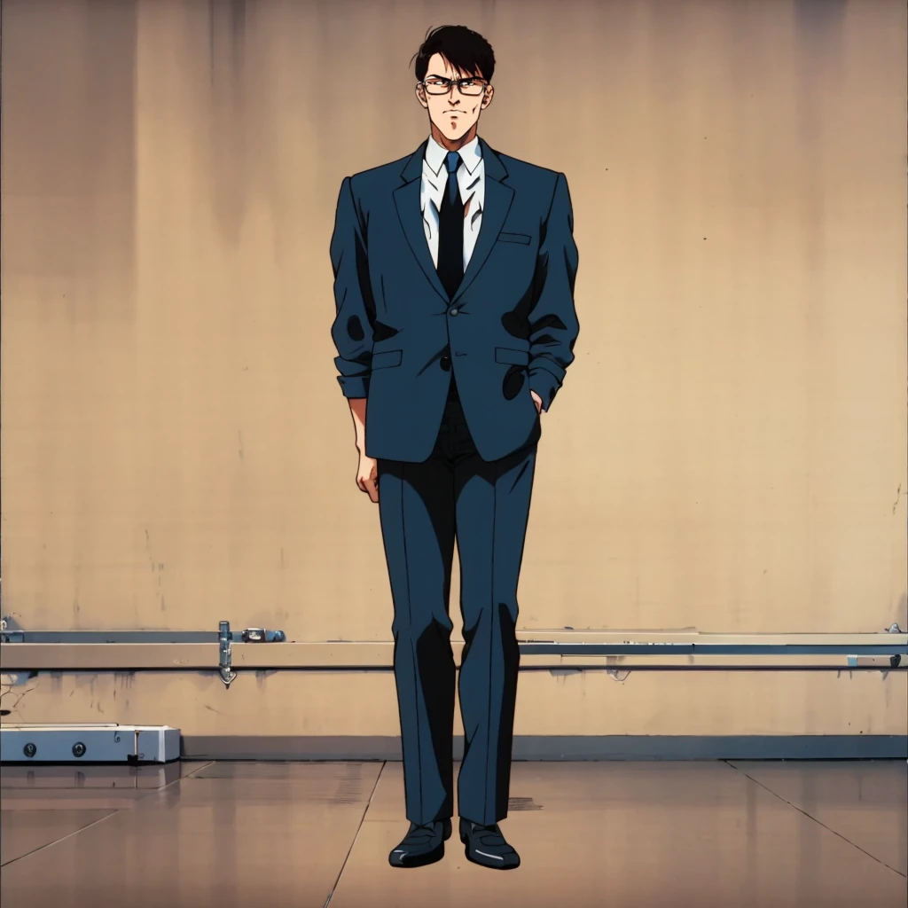 <lora:HirakawaMasumi001:0.7>,
HirakawaMasumi,1man,black hair,short hair,black eye,eyewear,retro artstyle,1980s (style),
business_suit,
full body,standing,