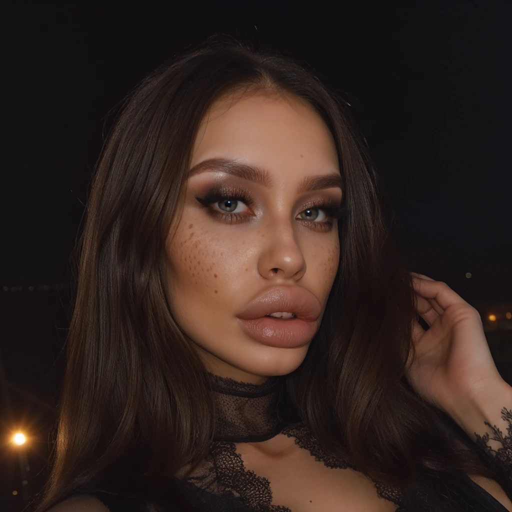 (8k, RAW photo, highest quality), Gothic style, highest quality, absurdres, extremely detailed, sharp focus, professional lighting, 8k wallpaper, A photo of a beautiful cute girl next door type, big lips, bimbolips, natural skin, freckles <lora:skinny_new_skin:0>, red hair, Dark, mysterious, haunting, dramatic, ornate, detailed, extremely high-resolution details, photographic, realism pushed to extreme, fine texture, 4k, ultra-detailed, high quality, high contrast <lora:BimbolipsV4-000003:0.8> <lora:biglips-redo_8x4-4x1:0.7>