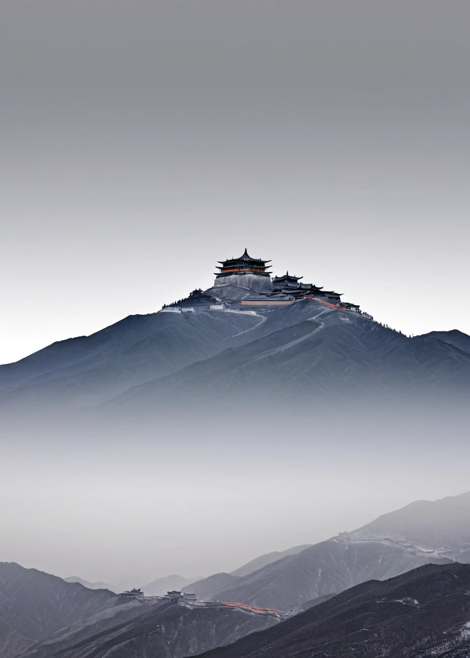 <lora:äºå°å±±:1>,Mount Wutai, no humans, grey background, gradient background, gradient, scenery, simple background, masterpiece, best quality,