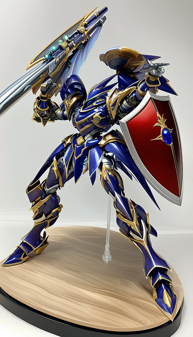 biomechanical style, (FRS:1.4),mecha,(detailed armor:1.6),glowing red eyes,(battle scene:1.5),(full body:1.5),(fighting pose:1.8),clenched hand,mechanical parts,robot joints,(holding huge weapons:1.5),best quality,masterpiece,highly detailed,ultra-detailed,(Detailed eye:1.2),(huge mechanical weapon:1.3),(detailed armor:1.8),(detailed shield:1.2),(detailed weapon:1.2),(huge mechanical gun:1.2),<lora:srdxl_v2_7_5a01_for_amgxl3:0.8>,, blend of organic and mechanical elements, futuristic, cybernetic, detailed, intricate