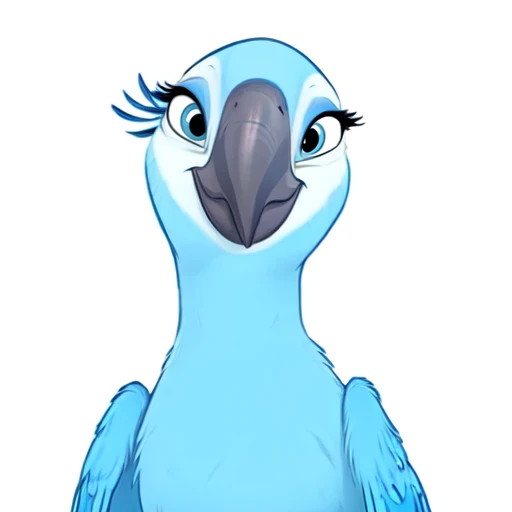 <lora:Jewel(BirdMovie,Rio):0.7> flat colors, 2d, cartoon, sfw, spix macaw, female, looking at viewer, smile, blue feathers, detailed