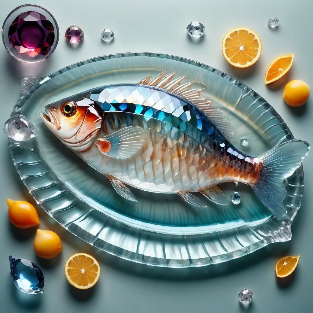cs-cr1stal-v2 analog realistic Art Nouveau colour photo of a cooked fish on a serving platter, very detailed, award-winning