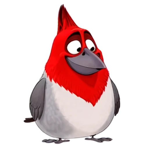 Pedro, sfw, red crested cardinal, male, grey and red feathers, 2d, flat colors, cartoon, detailed, <lora:Pedro(BirdMovie,Rio):0.5> fullbody, smile, <lora:BirdMovie:0.2>