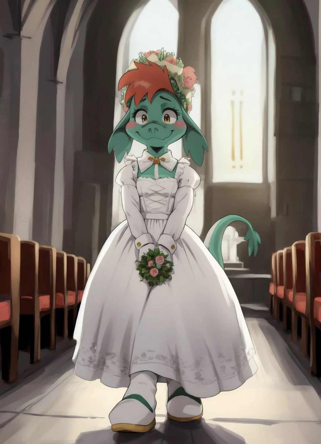 1girl,
solo,
furry,
furry female,
monster,
loch ness monster,
dress,
wedding dress,
headwear,
wedding headress,
walking,
small tits,
church,
wedding,
happy,
tears,
<lora:Nessie_TBON-10:1> nessie_tbon,, (best quality, good quality:1.4),
(by dagasi, by daigaijin),