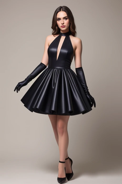 Liked this Checkpoint Contact Stable_yogi on Discord
<lora:Leather_Short_Gown_By_Stable_Yogi:1> leather halter ball gown, knee length short gown, elbow gloves, full body shot