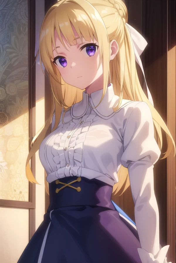 ortfinefrederickavoneylstadt, <lora:ortfine fredericka von eylstadt s1-lora-nochekaiser:1>,
ortfine fredericka von eylstadt, long hair, blonde hair, (purple eyes:1.1), braid, hair bun, single hair bun,
BREAK long sleeves, dress, ribbon, pantyhose, shoes, puffy sleeves, brown footwear, green dress, juliet sleeves, frills,
BREAK indoors, castle,
BREAK looking at viewer, (cowboy shot:1.5), dynamic pose,
BREAK <lyco:GoodHands-beta2:1>, (masterpiece:1.2), best quality, high resolution, unity 8k wallpaper, (illustration:0.8), (beautiful detailed eyes:1.6), extremely detailed face, perfect lighting, extremely detailed CG, (perfect hands, perfect anatomy),