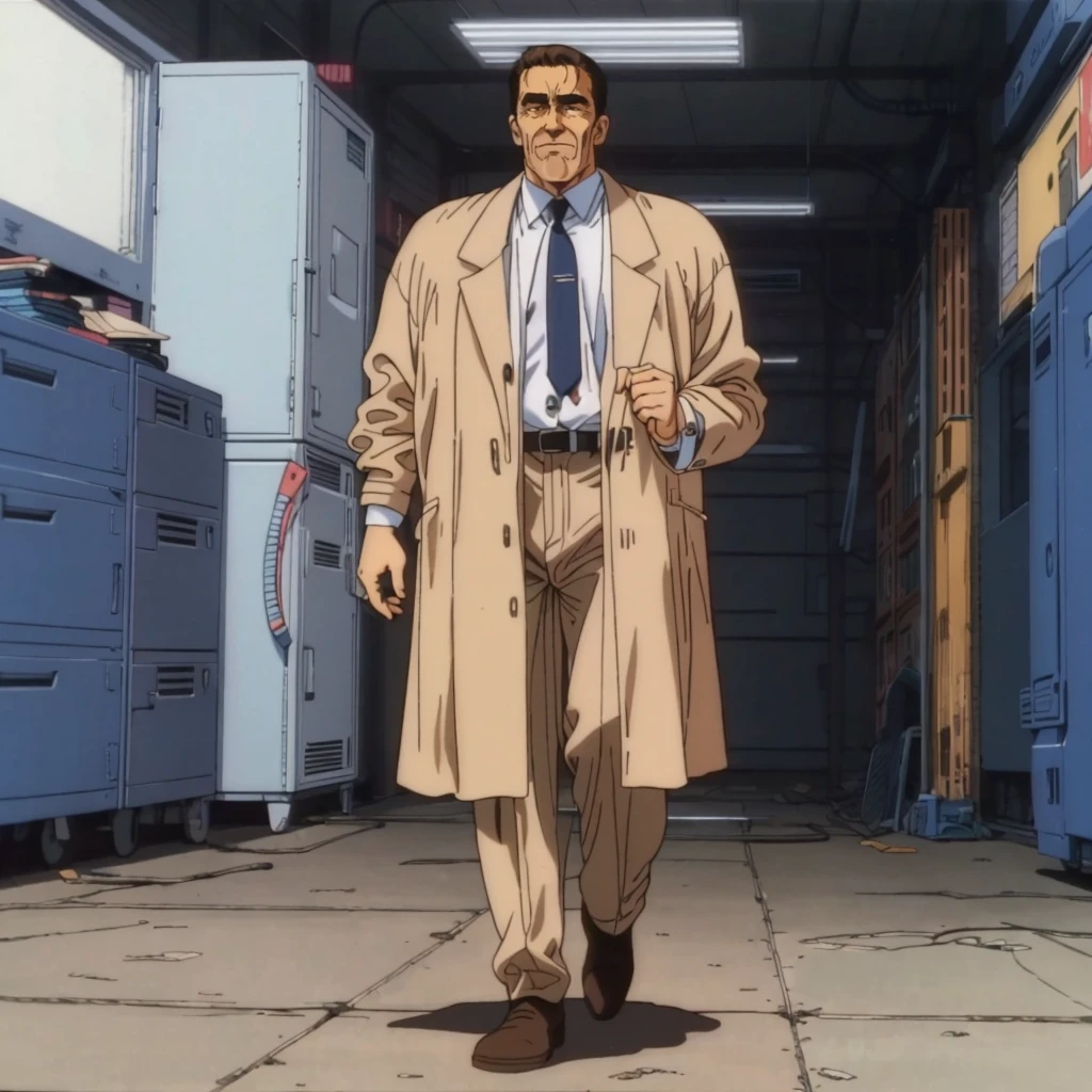 <lora:TakiKaisho001:0.7>,
retro artstyle,1980s (style),
TakiKaisho,1old man,brown hair,short hair,black eye,
suit,collared_shirt,necktie,trench_coat,
full body,be walking,