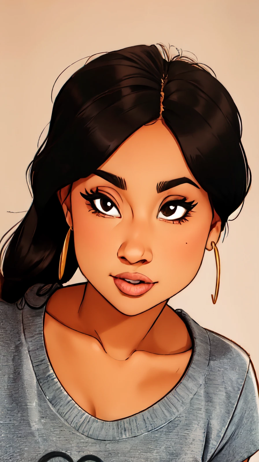 <lora:Sexy-Peruvian:1> brown eyes, black hair, <lora:p3r3zstyle_v3:0.6>