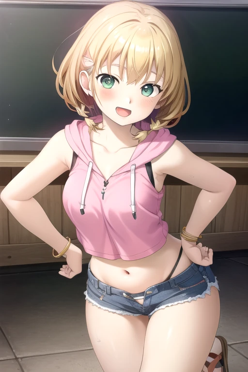 ((breasts showing), score_9, score_8_up, score_7_up, source_anime, rating_safe, , (realistic:0.6), , depth of field, 1girl, solo, sachi_umino, blonde hair, purple eyes, short hair, bangs, hair between eyes, close-up, apartment, indoors, dark, standing, spread legs, open mouth, horny faces, orgasm, ahegao, crop top camisole, navel, she is hot and very swearty, wet body ,half naked, pussy, arms behind head, armpits, sweaty armpits, sex, 1 boy grab her , cum in pussy, , open legs, nsfw:1.5