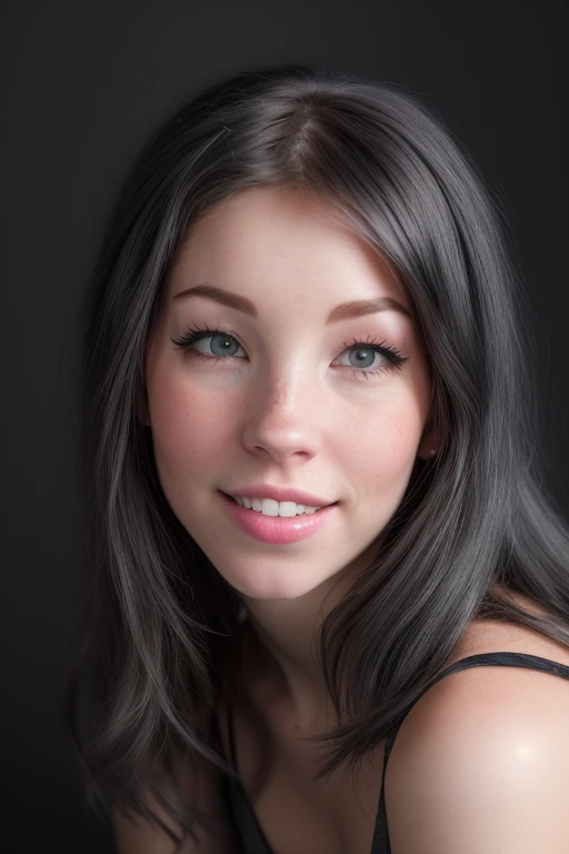 DEN_belle_delphine, Big smile (teeth braces:1.1),
(headshot:1.2) portrait on a (plain dark grey background:1.2), (headshot:1.2), (face focus:1.1), (soft focus:1.2), low lighting, (out of focus:1.2),
bokeh, f1.4, 40mm, photorealistic, raw, 8k, textured skin, skin pores, intricate details  <lora:epi_noiseoffset2:1>, epiCRealism