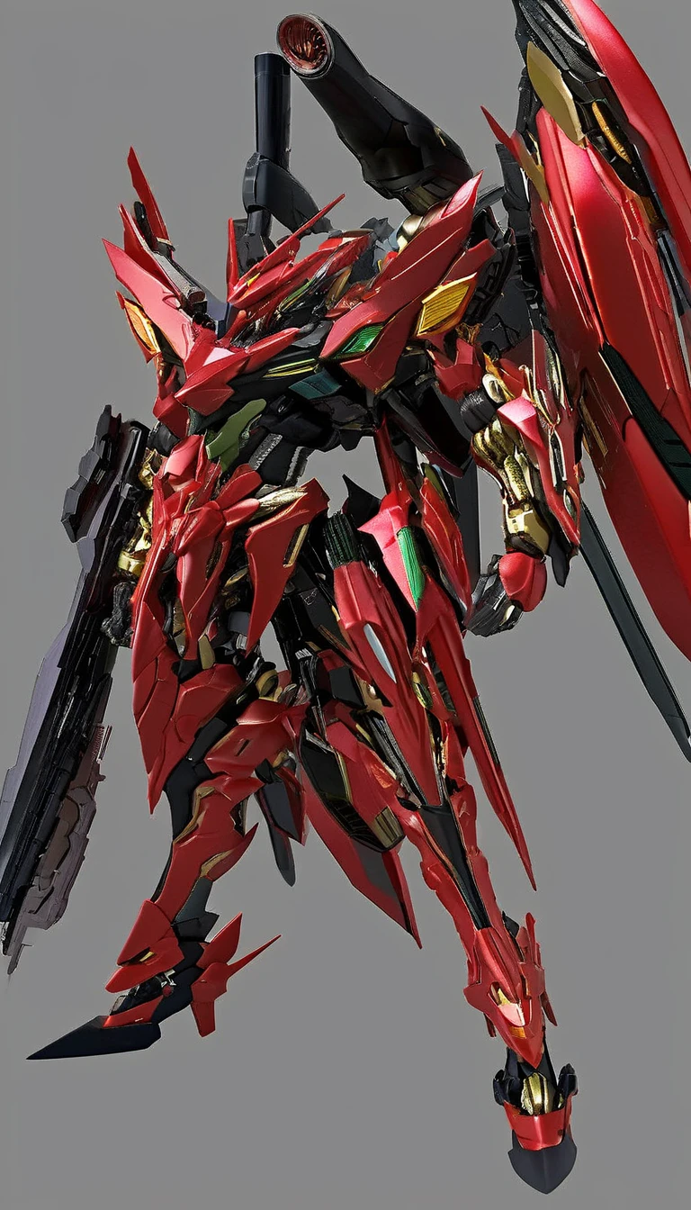 professional 3d model of (S-RRS:1.5),(science fiction:1),(a stylish mecha:1.6),(sharp mecha armor),glowing eyes,(full body:1.2),mechanical parts,robot joints,(holding huge weapon:1.5),(huge mechanical shield:1.2),best quality,masterpiece,highly detailed,ultra-detailed,(huge mechanical weapon:1.3),(detailed weapon:1.2),(huge mechanical gun:1.2),<lora:srdxl_v2_7_5a7:0.8>,octane render,highly detailed,volumetric,dramatic lighting,