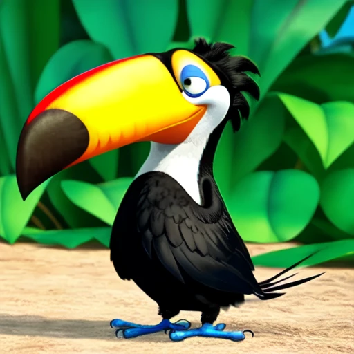 Rafael, sfw, toucan, male, black and white feathers, 3d, cgi, detailed <lora:Rafael(BirdMovie,Rio):0.5> <lora:BirdMovie:0.3>