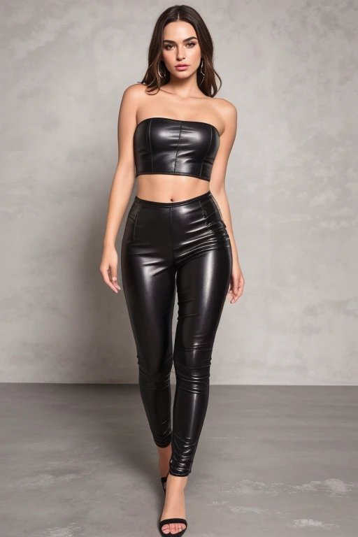 marylin monroe chocker casual low crop t-shirt and (low waist verytight black shiny wetlook) leather leggings