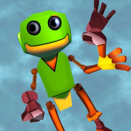 frog robot character, trsldamrl style