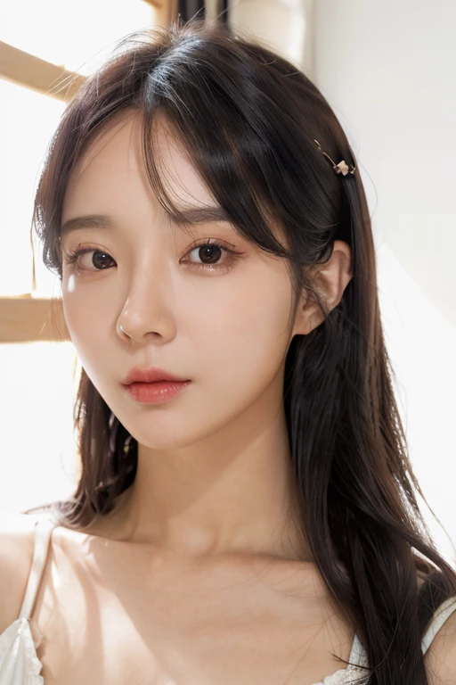 ( photorealistic, best quality, masterpiece:1.4),1girl, solo, (habin), portrait, <lora:Habin:0.6>, face closeup, long hair,