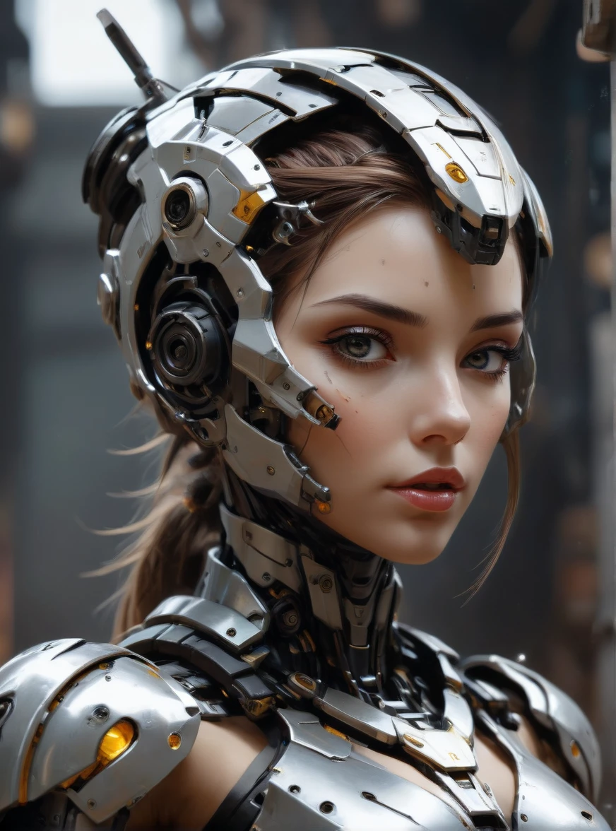 <lora:BenedickBanaXLStyle-000004:0.6>,bbana style,sexy woman,From Below,mechanical,robot,armor,hyperdetailed photography,realistic,ultra detailed,sharp focus,50mm dof,bokeh,intricate,trending on artstation and deviant art,science fiction,official art,Bastien Lecouffe Deharme,
