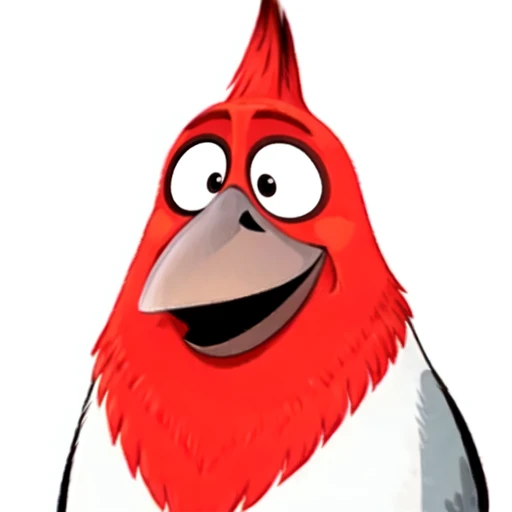 Pedro, sfw, red crested cardinal, male, grey white and red feathers, 2d, flat colors, cartoon, detailed,  <lora:Pedro(BirdMovie,Rio):0.7> smile