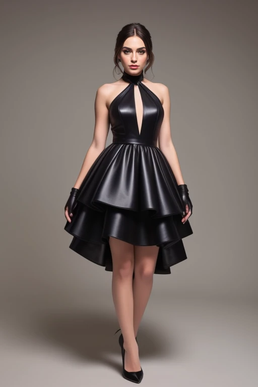 Liked this Checkpoint Contact Stable_yogi on Discord
<lora:Leather_Short_Gown_By_Stable_Yogi:1> leather halter ball gown, knee length short gown, elbow gloves, full body shot