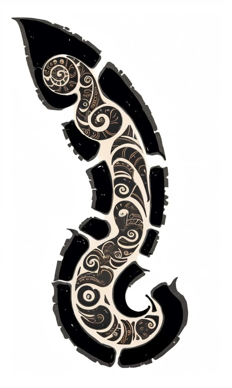 wts2024, tribal, stylized, flat, simple background, snail, winding,
