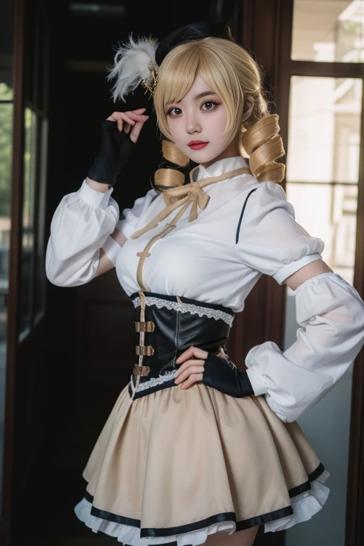 ltra-detailed,highly detailed,best quality,masterpiece,illustration,realistic,photorealistic,
tomoe mami, magical girl, cosplay, 1girl, solo,
cowboy shot, cowboy shot,
<lora:tomoe mami_v1_06:0.7>