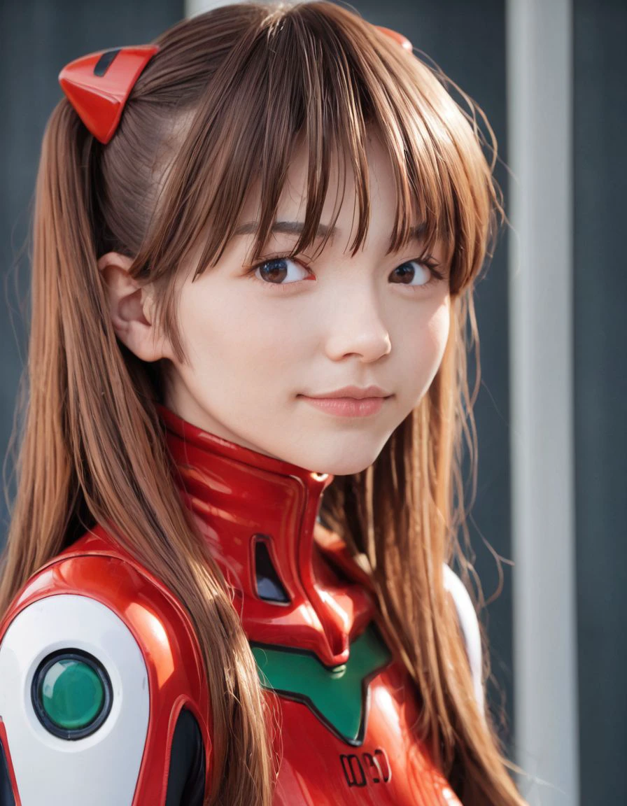 4k, high definition, raw, asuka evangelion, beautiful detailed eyes, beautiful detailed lips, extremely detailed eyes and face, long eyelashes, realistic, photorealistic, photo-realistic:1.37, studio lighting, ultra-fine painting, sharp focus, physically-based rendering, extreme detail description, professional, vivid colors, bokeh, portraits, concept artists, dark blue, dramatic lighting