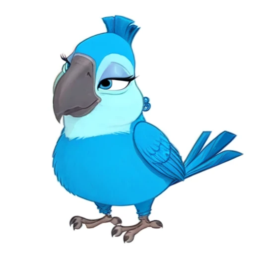 Mimi, sfw, spix macaw, female, blue feathers, 2d, flat colors, cartoon, detailed, <lora:Mimi(BirdMovie,Rio):0.7>