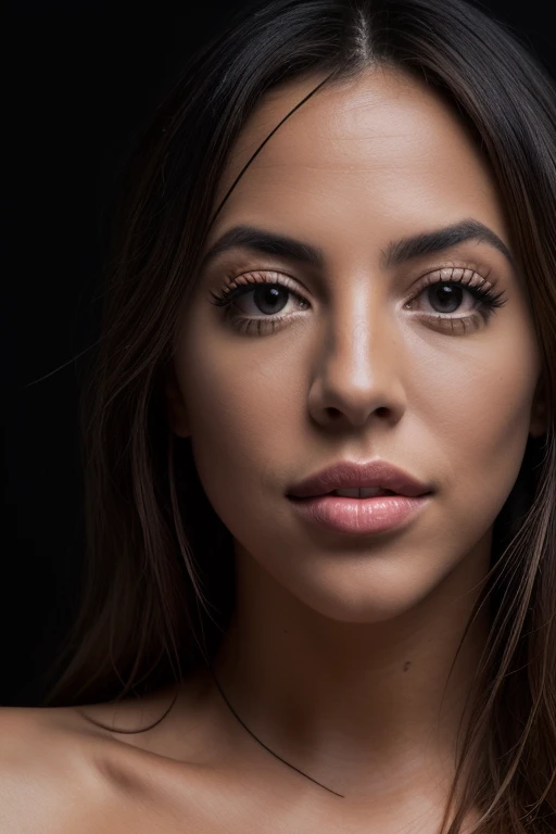 DEN_danielley_ayala,
(headshot:1.2) portrait on a (plain black background:1.2), (headshot:1.2), (face focus:1.1), (facing the camera:1.2), Head in the centre, (eye contact:1.3), (intense stare:1.1), mouth open, (facing straightforward:1.2), (forward facing:1.1), Head, face, Head focus, Head tilted down, looking slightly up at the camera,
bokeh, f1.4, 40mm, photorealistic, raw, 8k, textured skin, skin pores, intricate details  <lora:epi_noiseoffset2:1>, epiCRealism