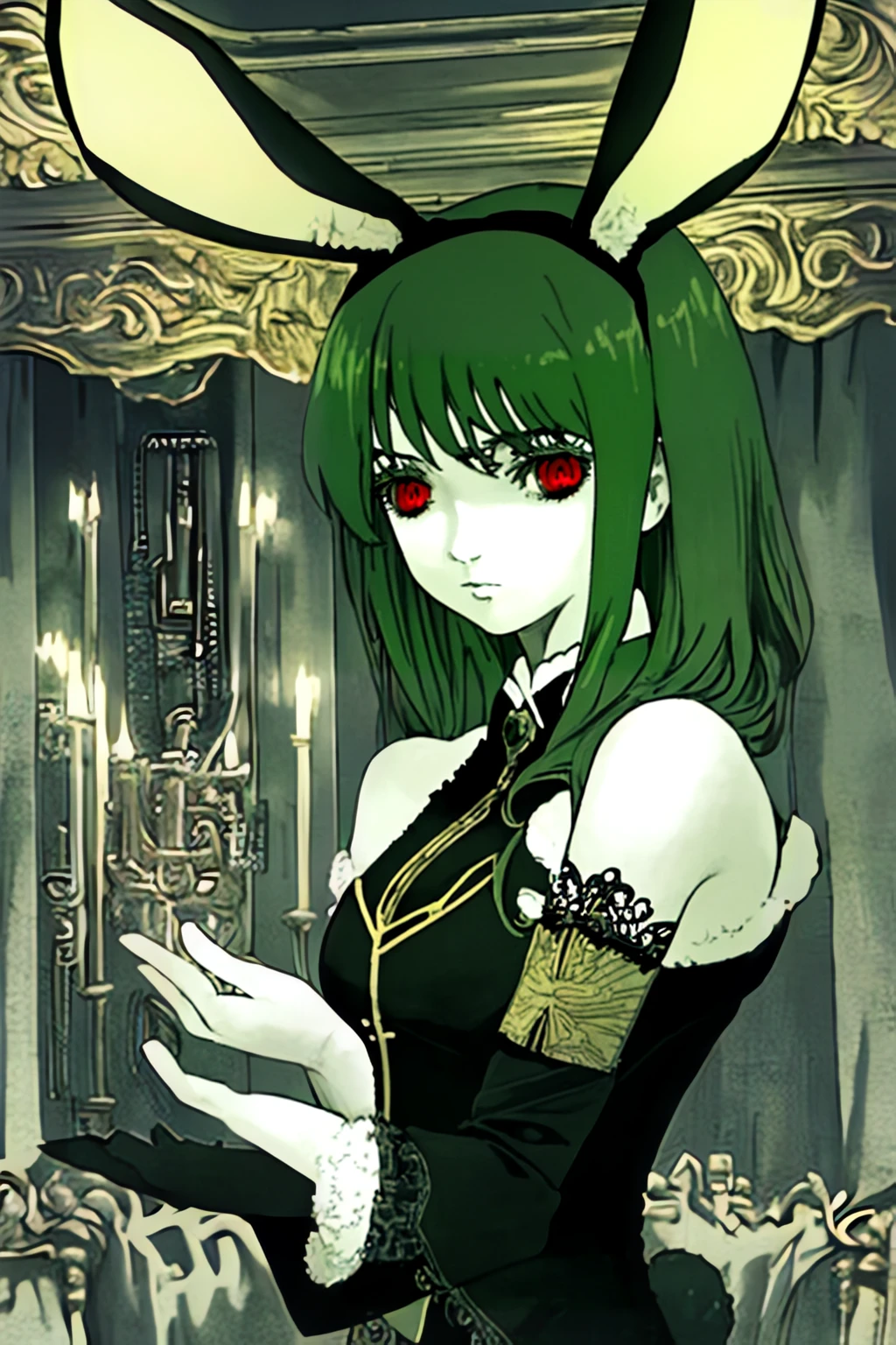 A african anime elf female, shining red, nude, Black and red background, sexy pose, big chest, Slim body, cum coming out of mouth, mouth , Penis Inside the vagina, orgasm, squirt vagina