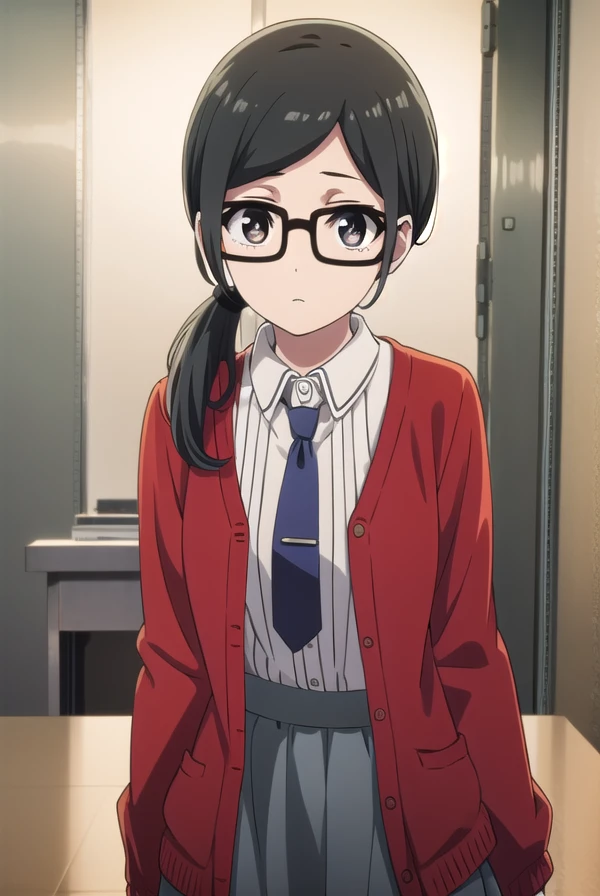 sarasatou, <lora:sara satou s1-lora-nochekaiser:1>,
sara satou, long hair, black hair, (black eyes:1.3), ponytail, glasses,
BREAK skirt, shirt, necktie, cardigan, long skirt, (red cardigan:1.2),
BREAK indoors, office,
BREAK looking at viewer, dynamic pose,
BREAK <lyco:GoodHands-beta2:1>, (masterpiece:1.2), best quality, high resolution, unity 8k wallpaper, (illustration:0.8), (beautiful detailed eyes:1.6), extremely detailed face, perfect lighting, extremely detailed CG, (perfect hands, perfect anatomy),