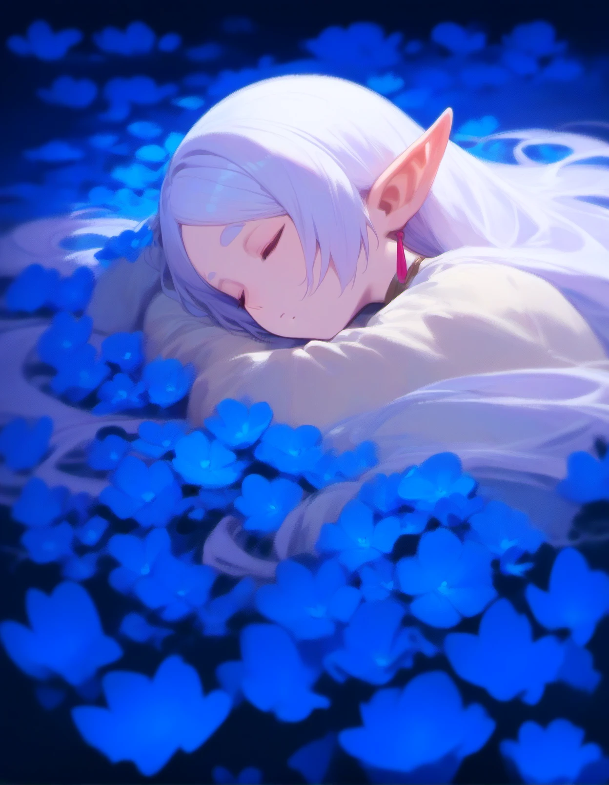score_9, score_8_up, score_7_up, score_6_up,
nereirfpnxl, frieren, sleeping, blue flower, rating:safe, long hair, pointy ears, elf, flower, 1girl, very long hair, white hair, solo, lying, closed eyes, from side
<lora:frieren_nereirfpnxl_pony:1>