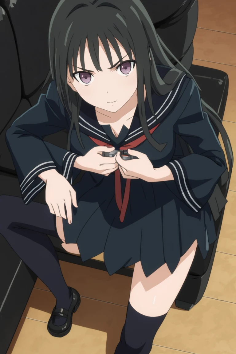 masterpiece, consistent background, indoors,
<lora:black_bullet Kisara Tendou:0.7> Kisara Tendou, sitting on sofa, drone pov, dutch angle, from above, looking at viewer