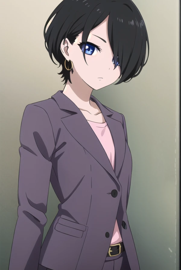 yukaokitsu, <lora:yuka okitsu s1-lora-nochekaiser:1>,
yuka okitsu, short hair, black hair, (hair over one eye:1.5), blue eyes,
BREAK jewelry, jacket, earrings, belt, pants, black footwear, high heels, formal, suit, pant suit,
BREAK indoors, office,
BREAK looking at viewer, dynamic pose,
BREAK <lyco:GoodHands-beta2:1>, (masterpiece:1.2), best quality, high resolution, unity 8k wallpaper, (illustration:0.8), (beautiful detailed eyes:1.6), extremely detailed face, perfect lighting, extremely detailed CG, (perfect hands, perfect anatomy),