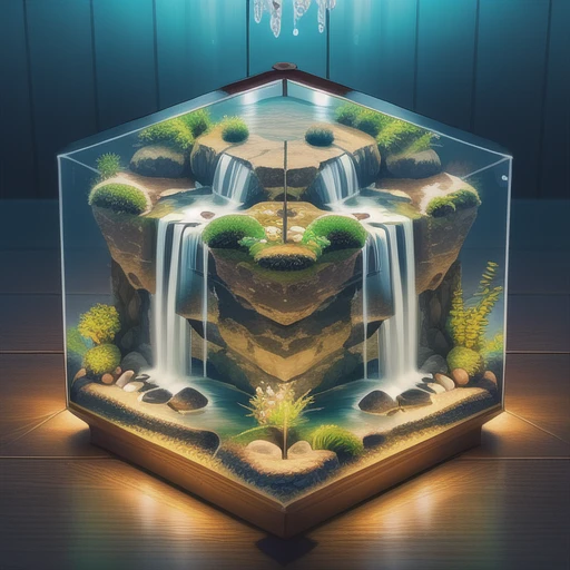 A majestic waterfall cascading into a crystal-clear pool <lora:Just_In_Case:1> terrarium