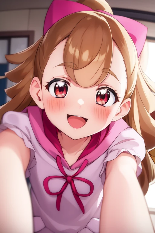 inukaikomugi, POV, looking at person, blush, smile, open mouth, upper teeth only