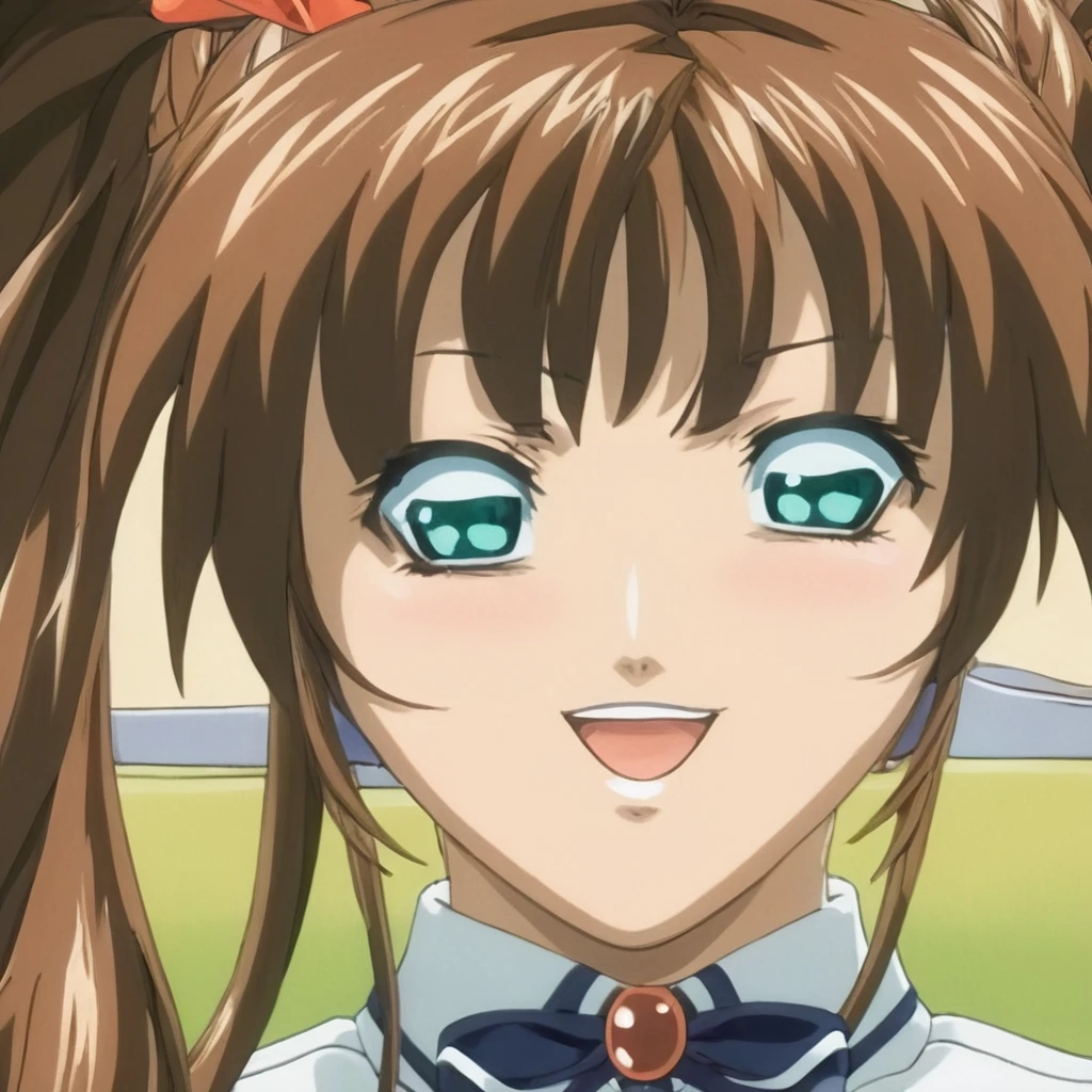 anime artwork of  <lora:BB_Kurumi Imari :1>
Kurumi Imari a woman with long hair and a bow in her hair,1girl,solo,looking at viewer,smile,open mouth,blue eyes,brown hair,hair ornament,green eyes,barefoot,close-up,retro artstyle,anime coloring,closeup,brown hair,long hair,pony tail,eroge,anime,manga,nsfw,cartoon,Adult animation,explicit,Original video animation,Baiburu Burakku style,Bible Black style green_eyes, eroge,anime,manga,nsfw,cartoon,Adult animation,explicit,Original video animation, Baiburu Burakku style, Bible Black style, cloeup, anime style, key visual, vibrant, studio anime,  highly detailed